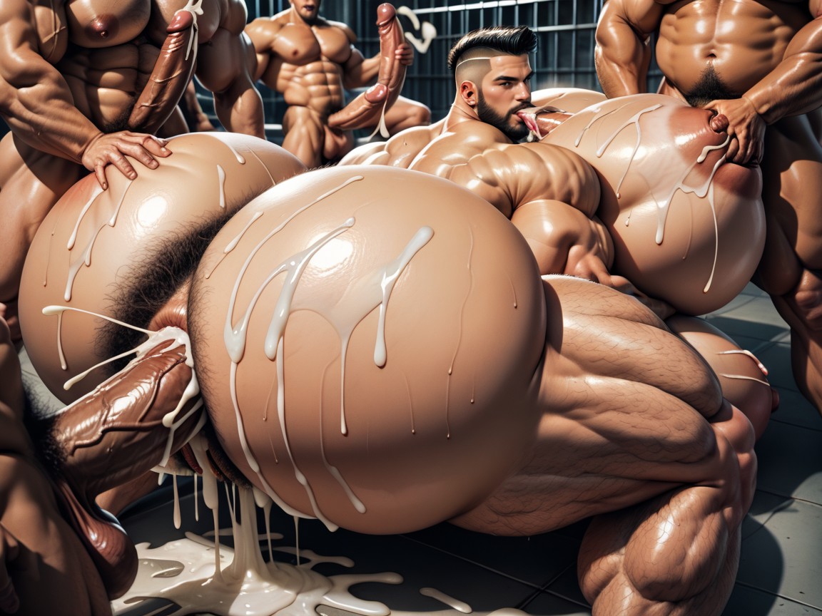 Thick Bearded, Shaved Heads, Rough Chiseled Tough Looking Men AI Porn