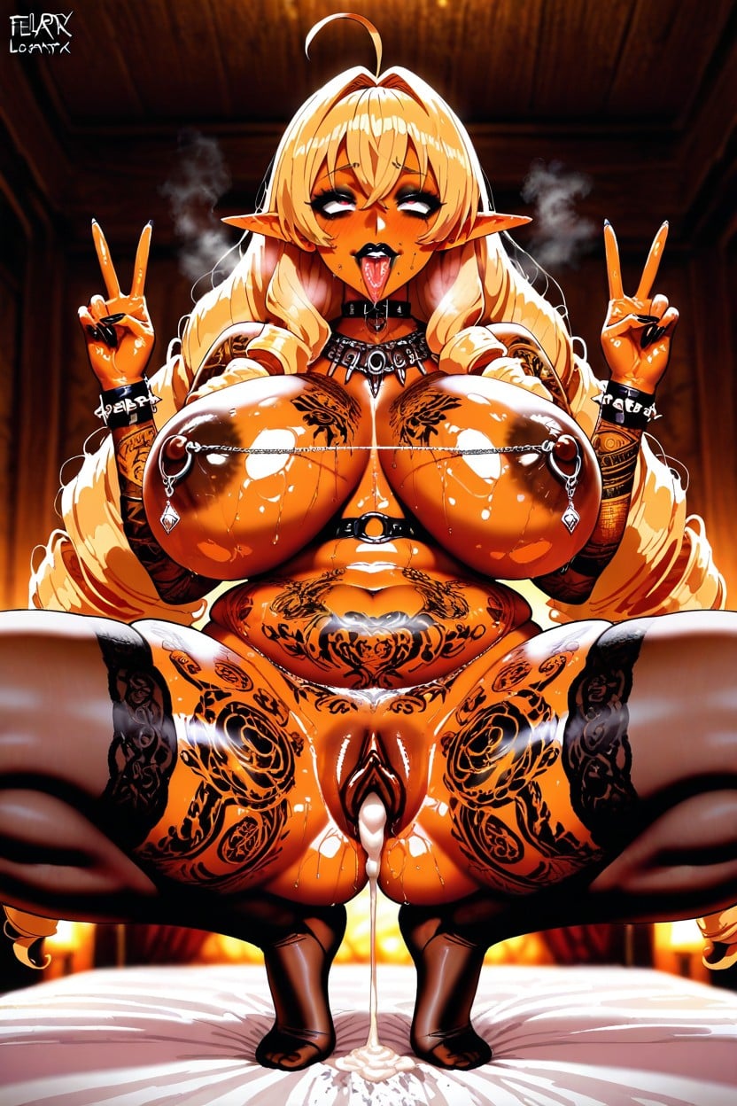 Big Thick Labia, Excessive Tattoos On The Butt, Squatting Hentai KI Porno