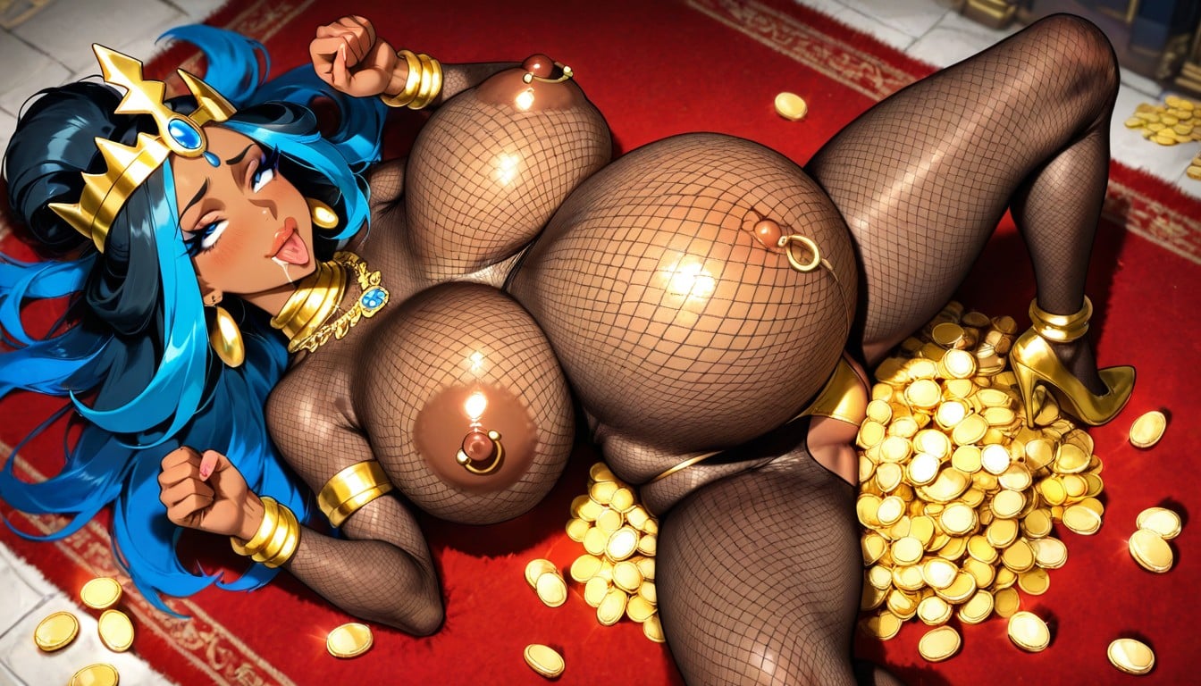 Dark Brown Skin, Fly-away Hairstyle, Gigantic Round Pregnant Belly Hentai AI Porn