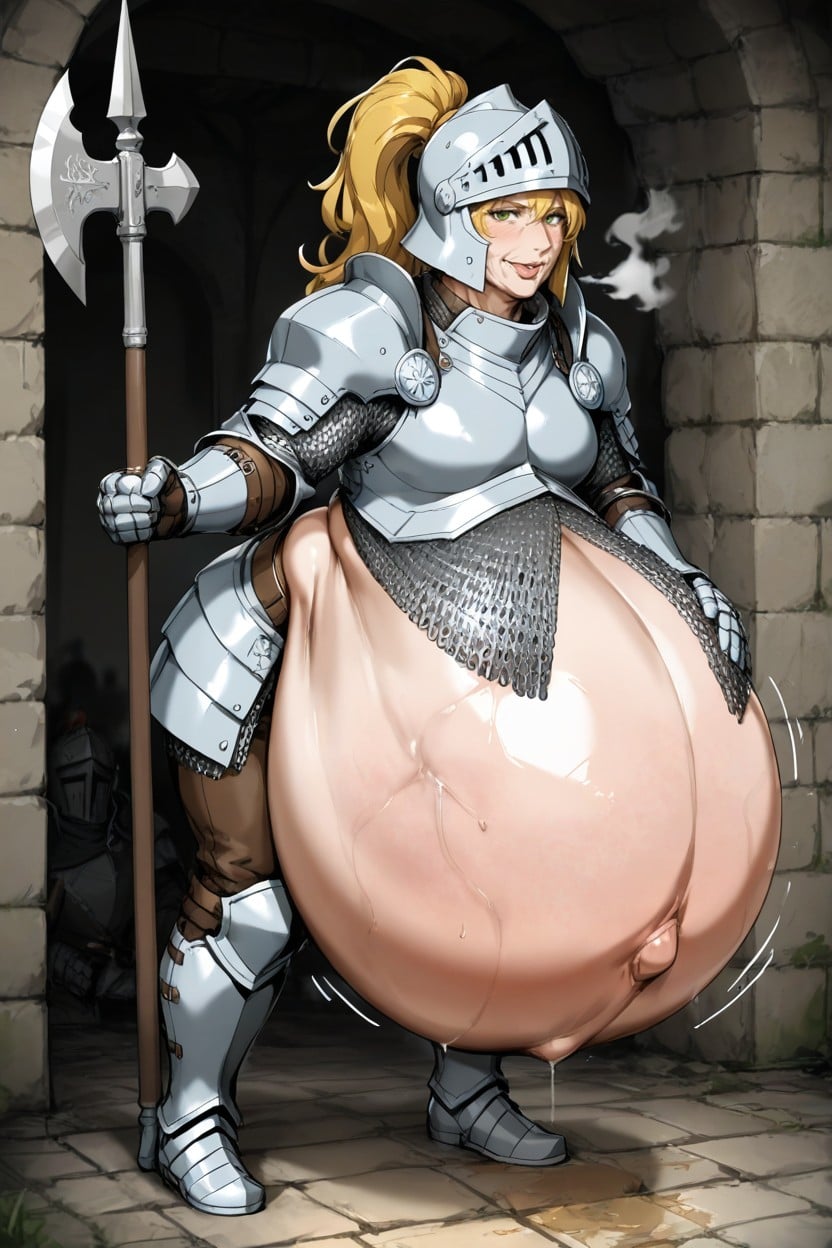Completely Sealed Head, Stomach Bigger Than Her, Overly Inclined Heeled Boots Hentai IA