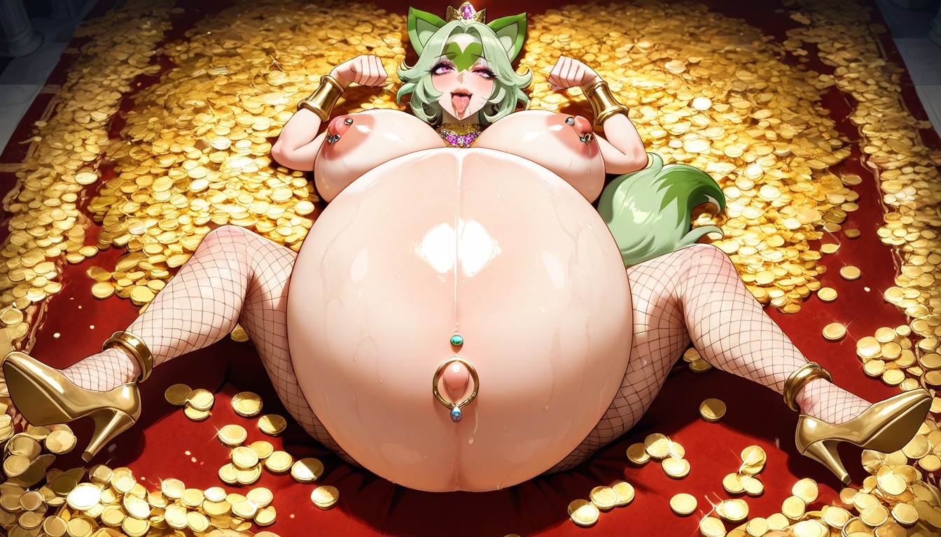 25+, Navel Piercing, Many Golden Eggs On Floor Hentai AI Porn