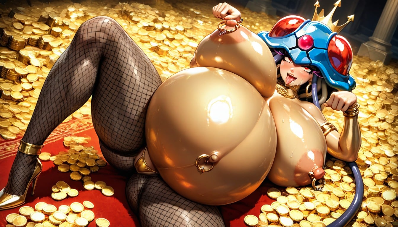 Cat Pose, Wooden Chests Of Gold, Perfect Round Firm Boobs Hentai AI Porn