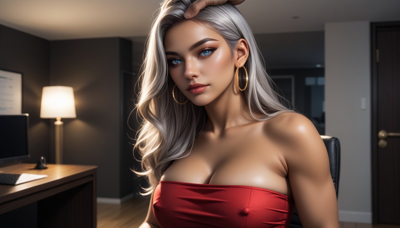 Medium Breast, Plump Ass, Hair Over Eye AI Porn