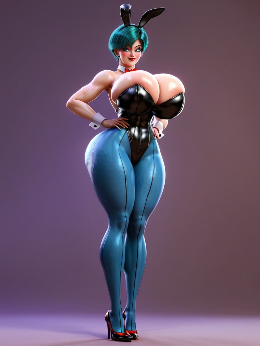 Front View, Beautiful Model Face, Bunny Costume AI Porn