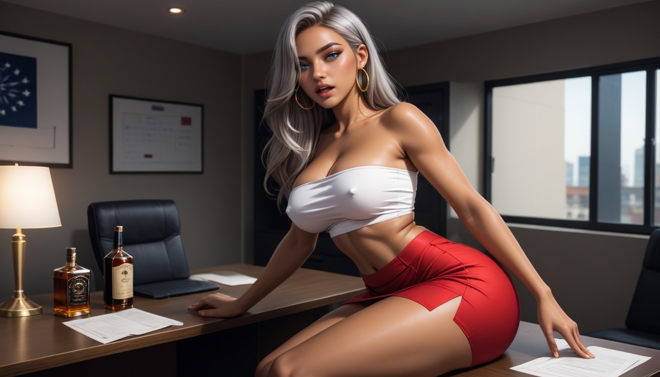 Red Skirt, Latina, Sexual Details AI Porn