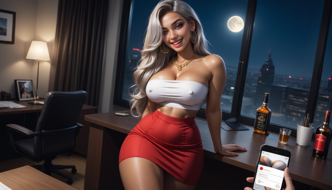 Text Bubbles, Cleavage, Long Length AI Porn