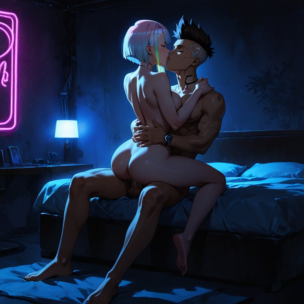 Medium Ass, Blue Neon, Making Love Hentai AI Porn
