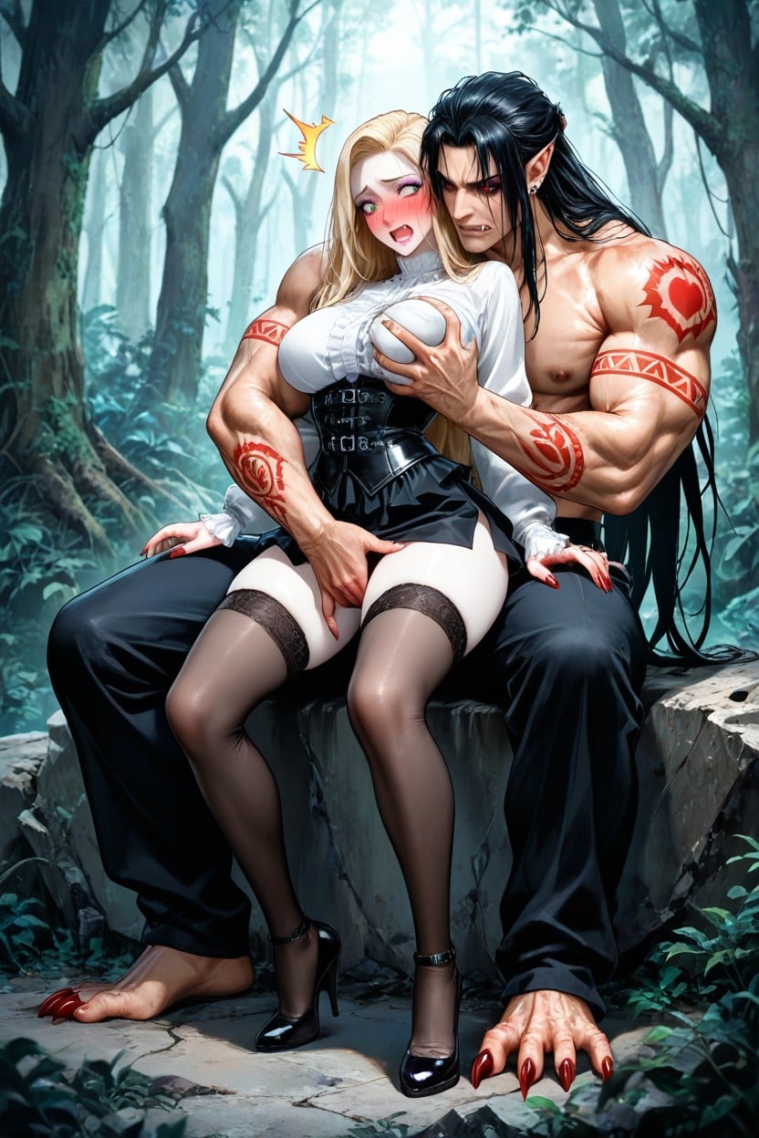 Large Ass, Woman Is Blonde, Goth AI Porn