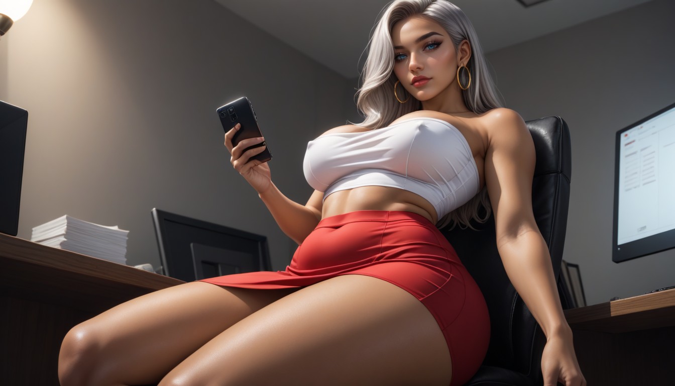 Night, White Tube Top, Skinny AI Porn