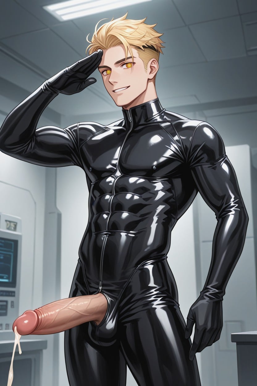 Erect In The Latex Suit, Her Bangs Are Swept To The Sides, Greeting Pose Porno gay IA
