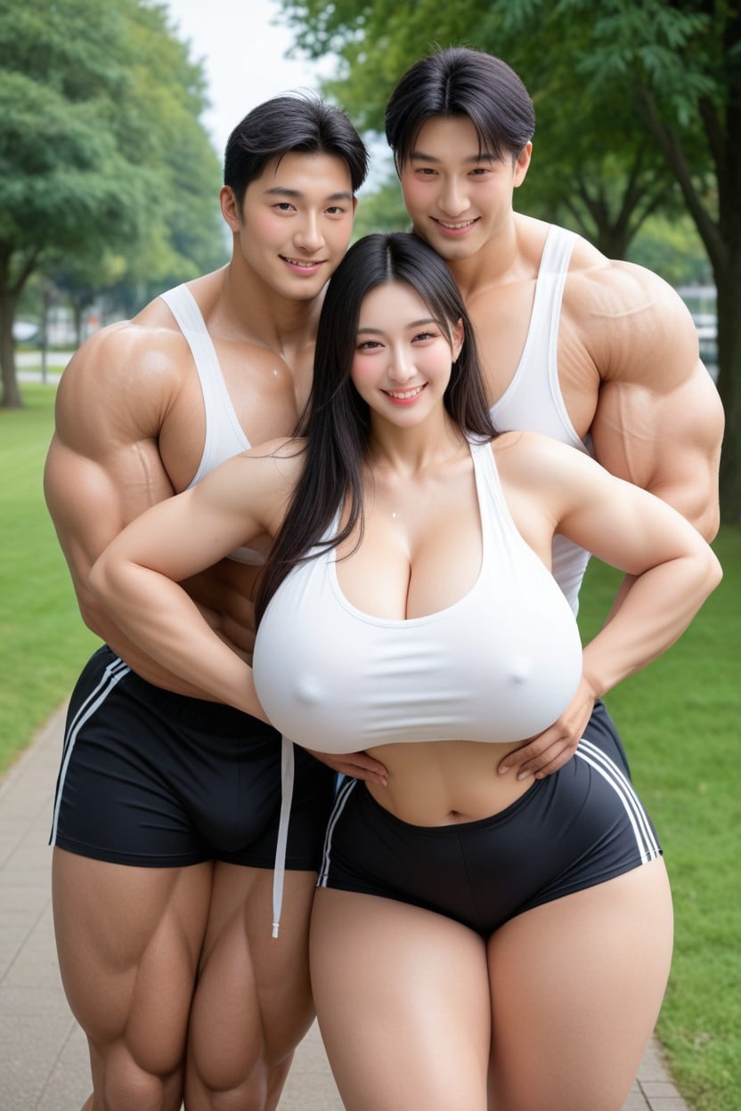 Park, Detailed Eyes, 18+ Asiatischer KI Porno
