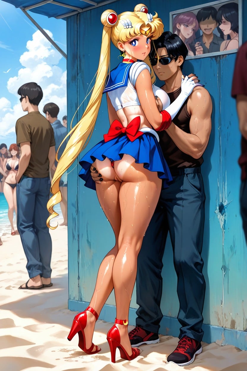 Red Sandal High Heel, Wet, Uncensored Hentai IA