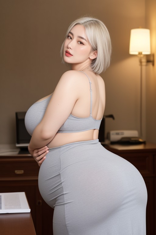 Bending Over Face To Viewer, Gigantic Breasts Bigger Than Her Body, Breasts Expansion Porno asiático IA
