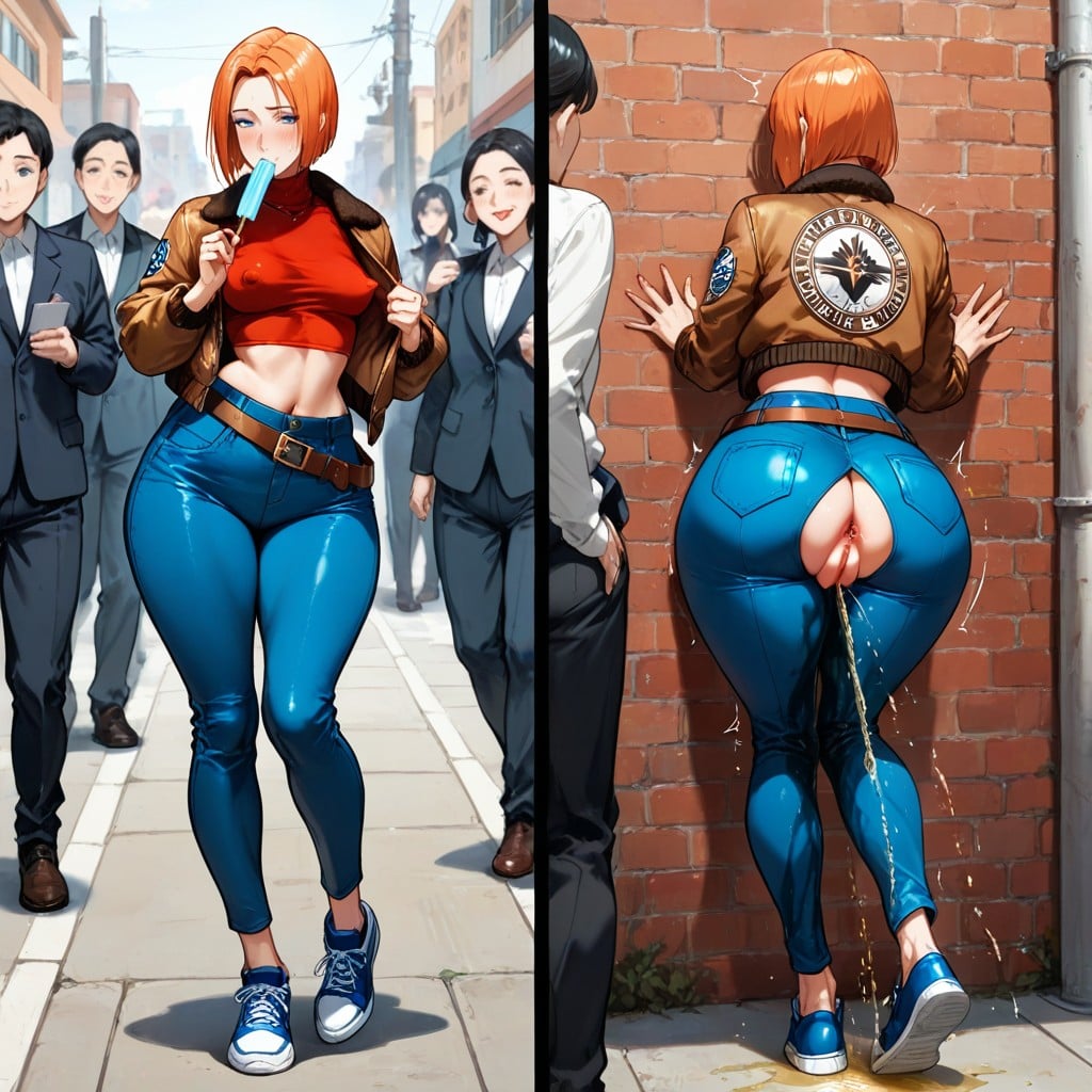 Multiple Views Capturing Radically Different Positions, Peeing In Public, Soft Realism Hentai AI Porn
