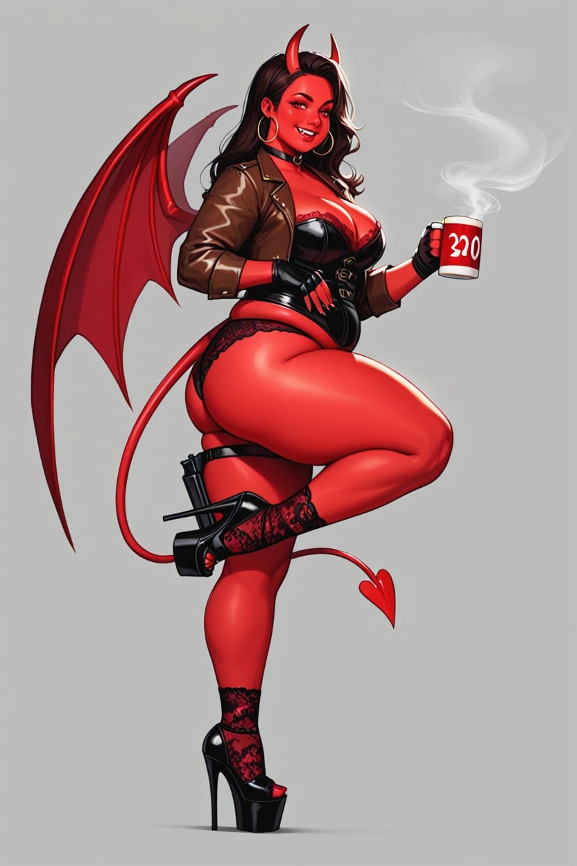 Showing Round Butt With A Red Devil Tail, Red Devil Horns, Standing On One Foot Porno BBW IA