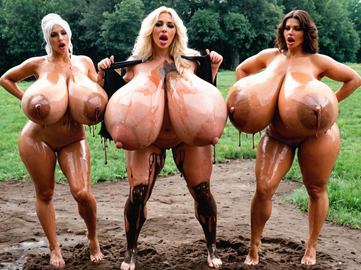 Mud Pit, Blonde Long Weary Hair, Huge Hanging Tits AI Porn