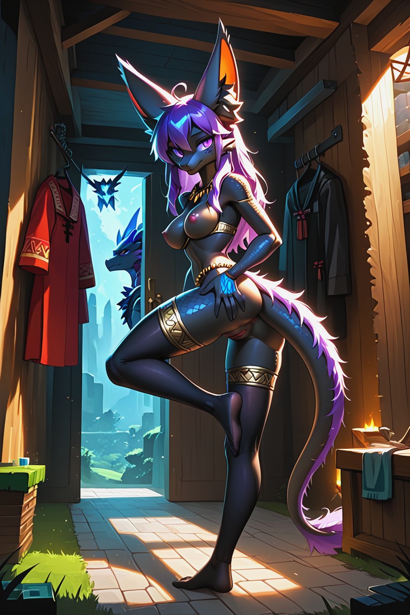 Summer, One Leg Up, Fluffy Tail 퍼리 AI 포르노