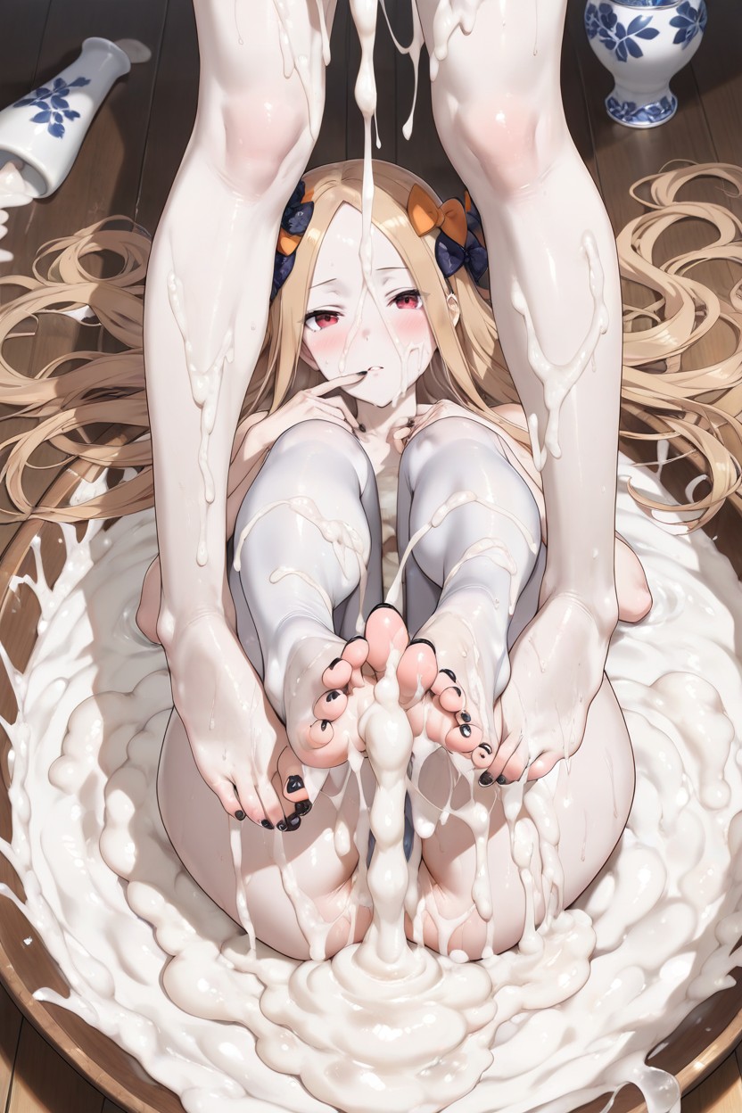 Hdr, Feet Swimming In Cum, Feet Disappear Under Excessive Cum AI Porn