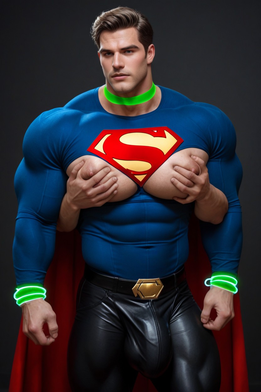 25+, Green Glowing Neck Choker, Huge Arms AI Gay Porn