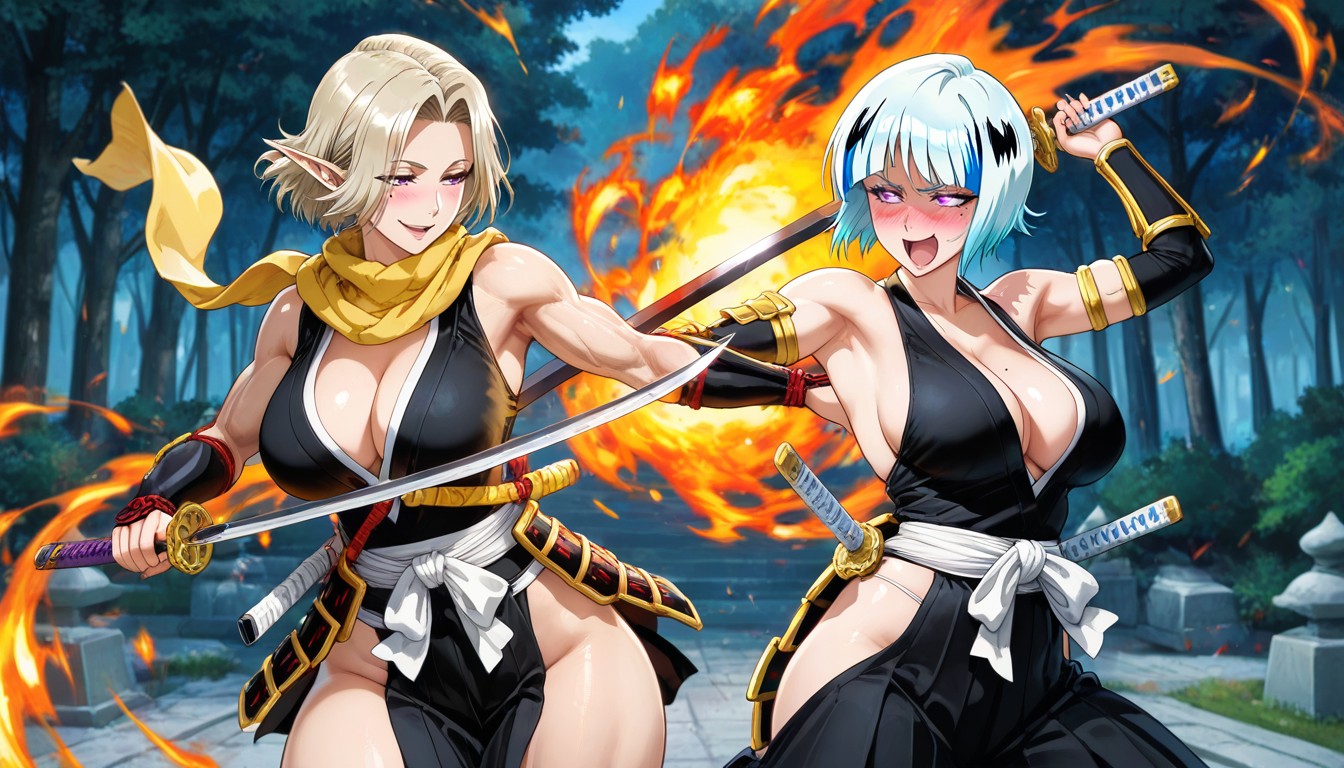 Bobcut Hair, Large Breast, Elf Woman Hentai AI Porn