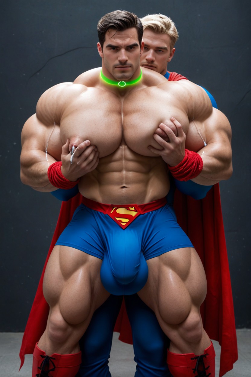 Superman's Mouth Agape, Tight Blue Spandex Tights, Red Briefs Porno IA Gay