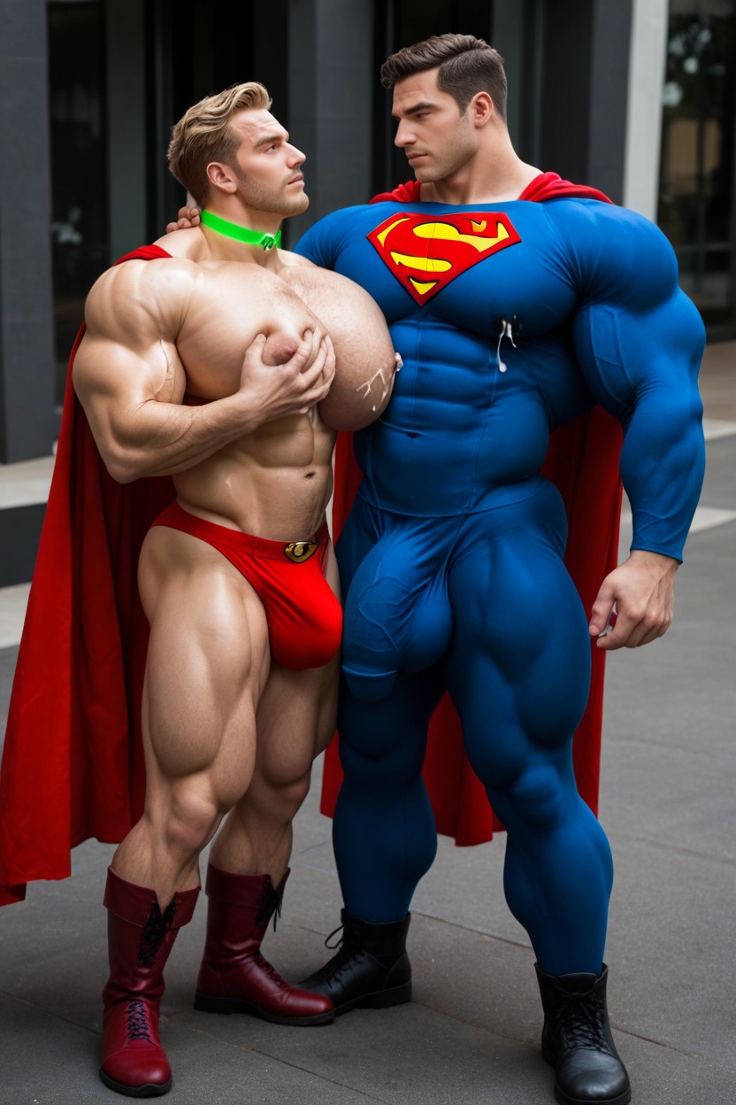 Lex Luthor Grabbing Boobs, Oiled Skin, Legs Spread AI Gay Porn
