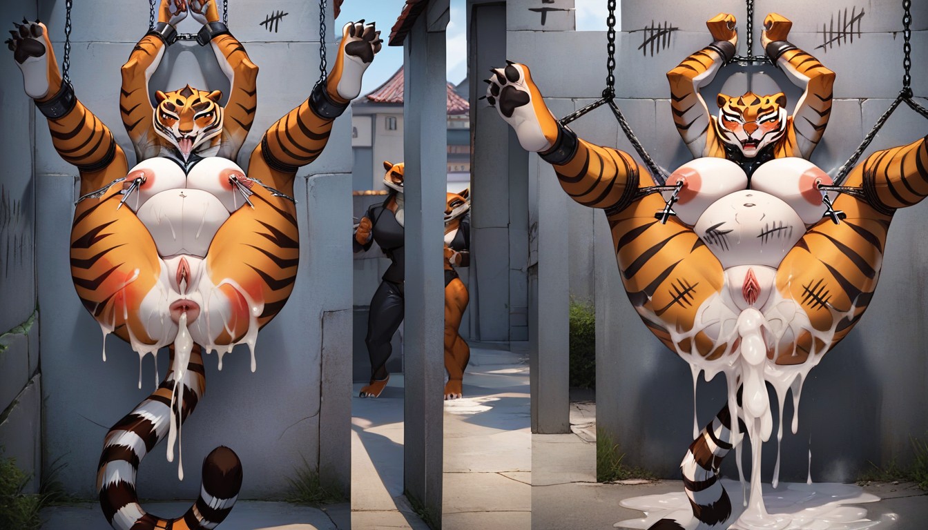 Suspended By Ropes, Belly Bulge Ahegao Face, Exposed Pussy Furry AI Porn