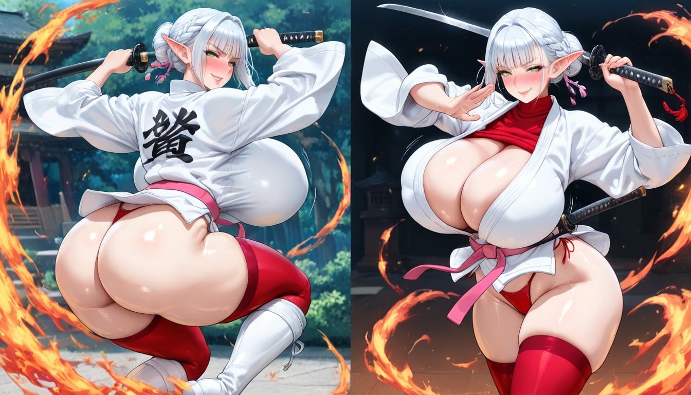 Dynamic Landscape Trees, K, Swinging A Black Katana Hentai AI Porn