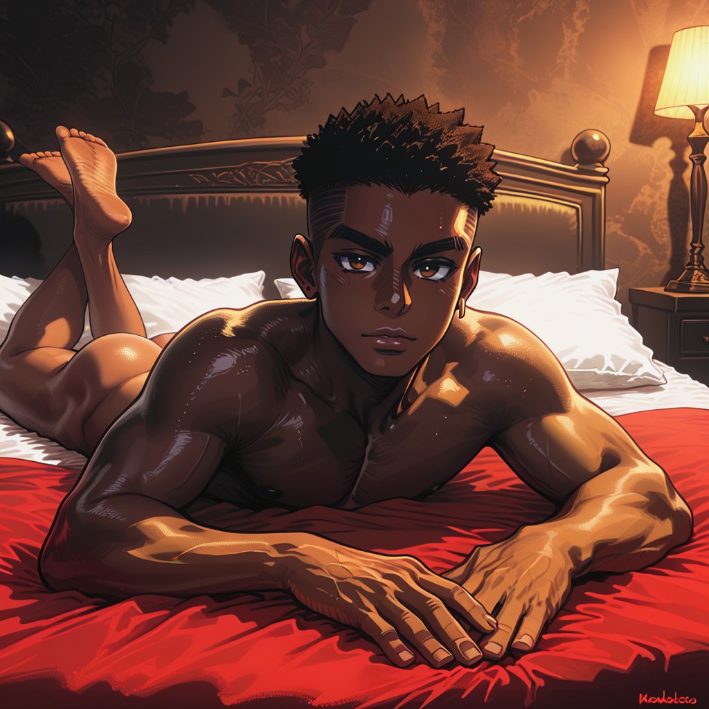 Delgada, Dark Skin, Rapado Porno gay IA