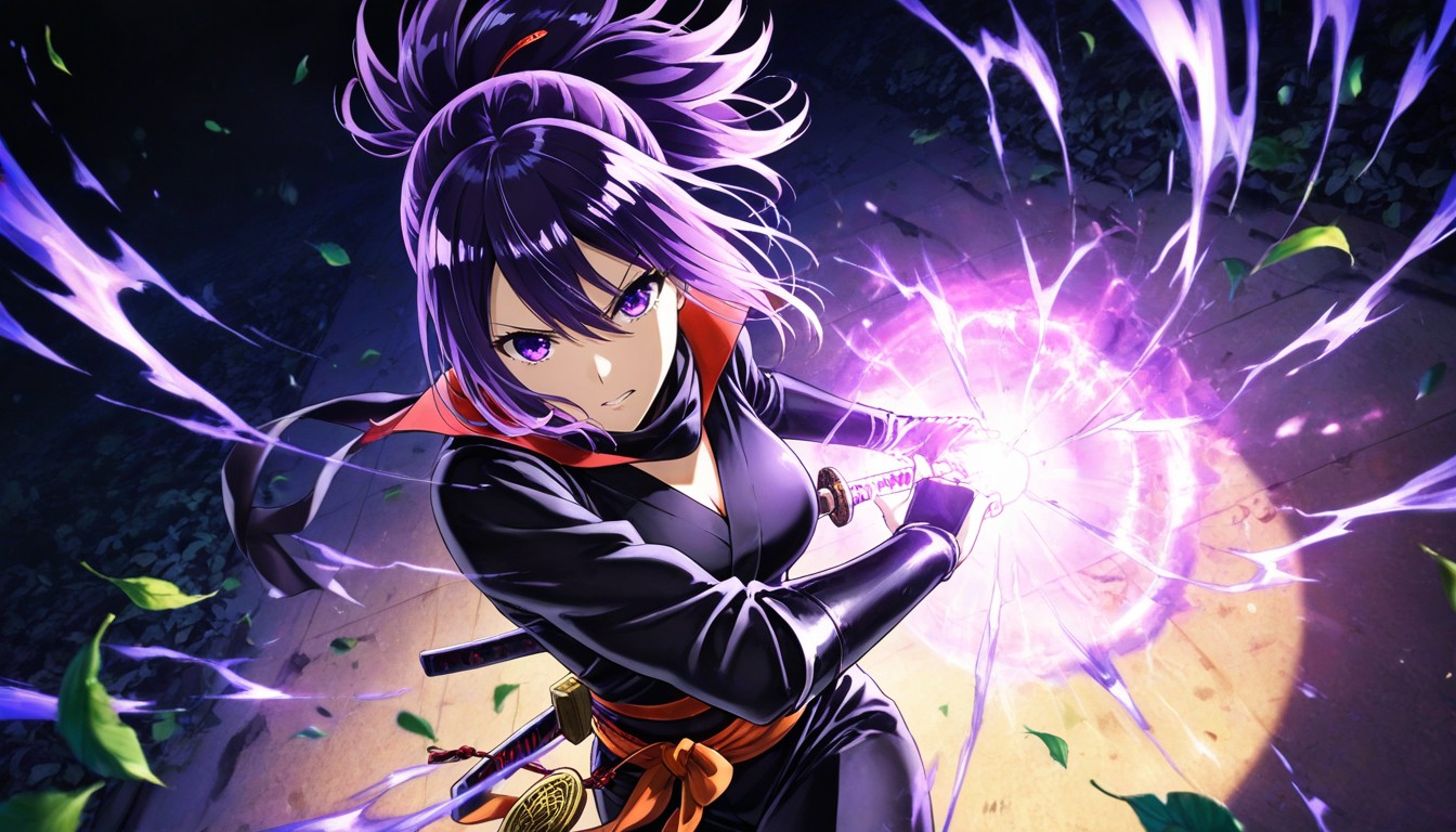 Ultra-detailed, Yuzuriha From Hell’s Paradise Jigokuraku, Violet Eyes Hentai AI Porn