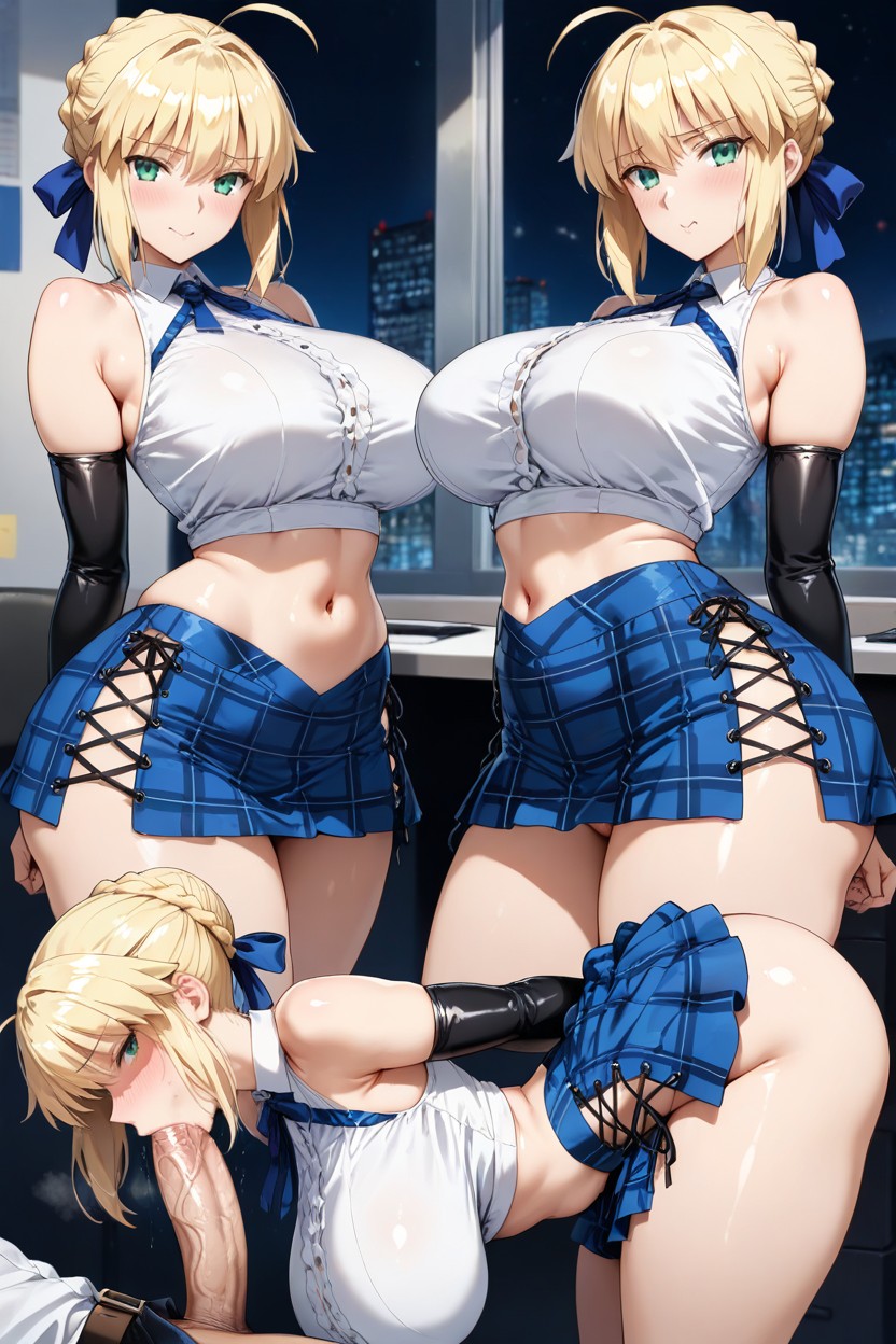 Micro Skirt, Pencil Waist, Big Rounded Breasts Hentai AI Porn