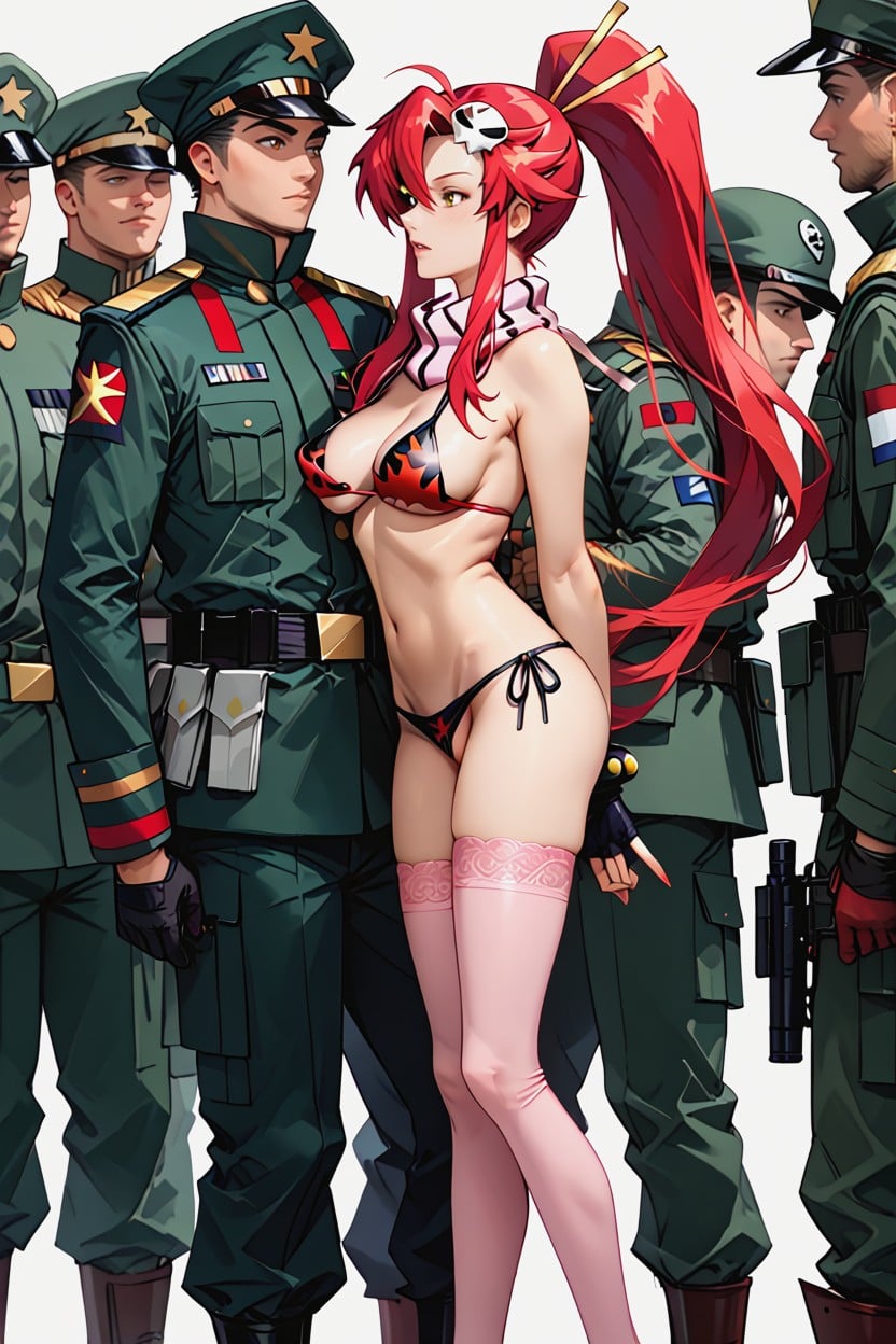 Military Man Violently Ripping Bikini Top Off, Groping Her Breasts From Behind, Highly Detailed Hentai AI Porn