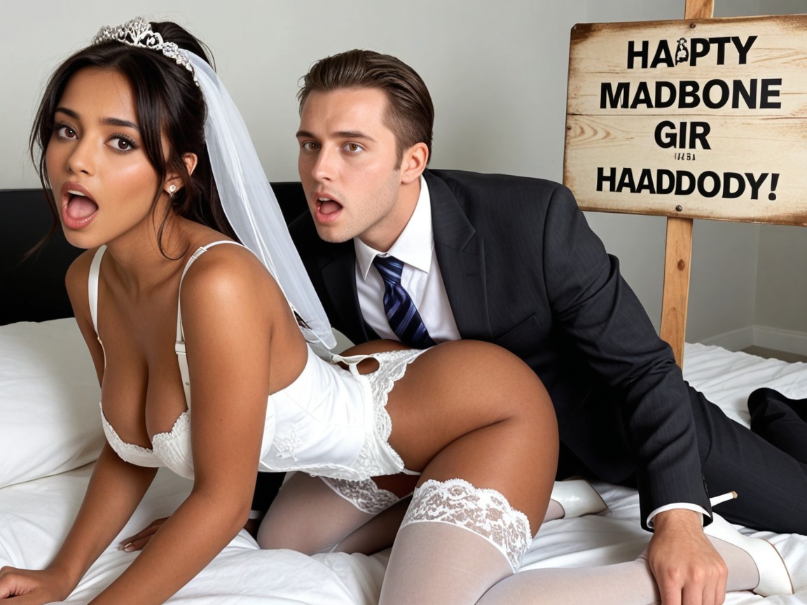 Bride Showing Off Leg, 18+, White High Heels AI Porn