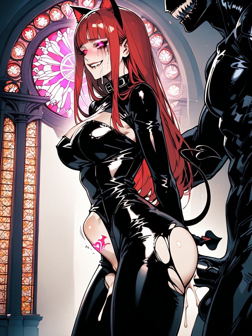Thick Black Running Mascara, Purple Skin Succubus Fucked Doggystyle By Venom, Sexy Lewd Horny Face Hentai AI Porn