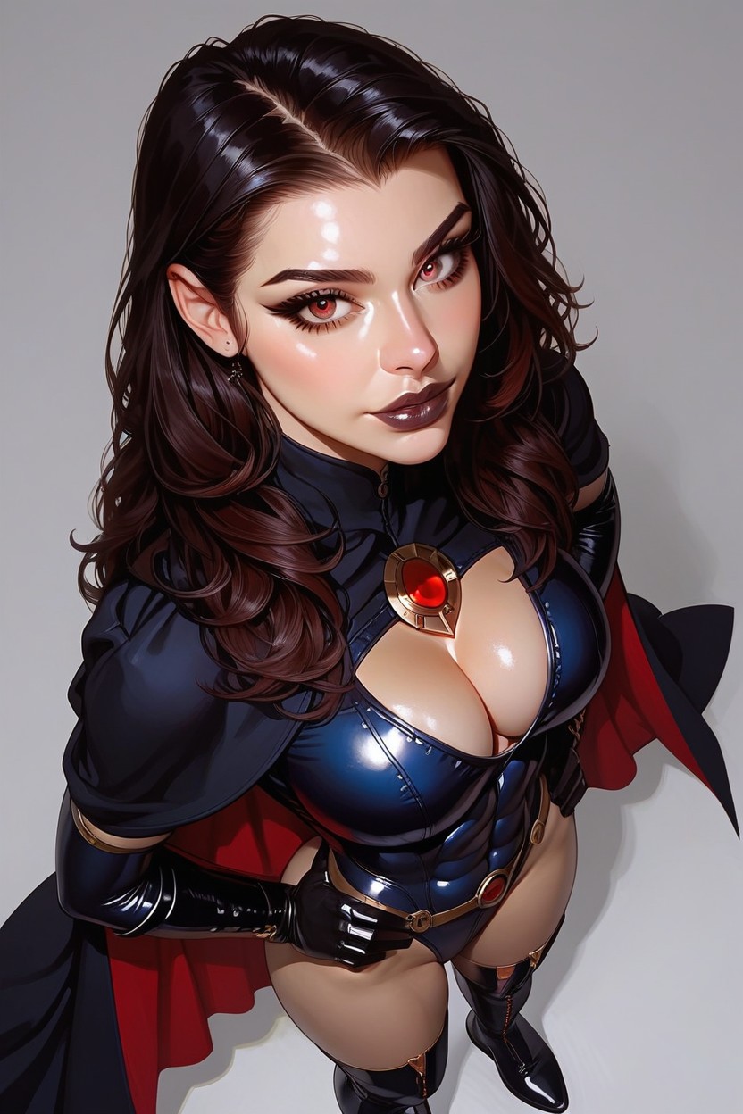 Standing, Raven Hair, Rounded Large Chest AI Porn