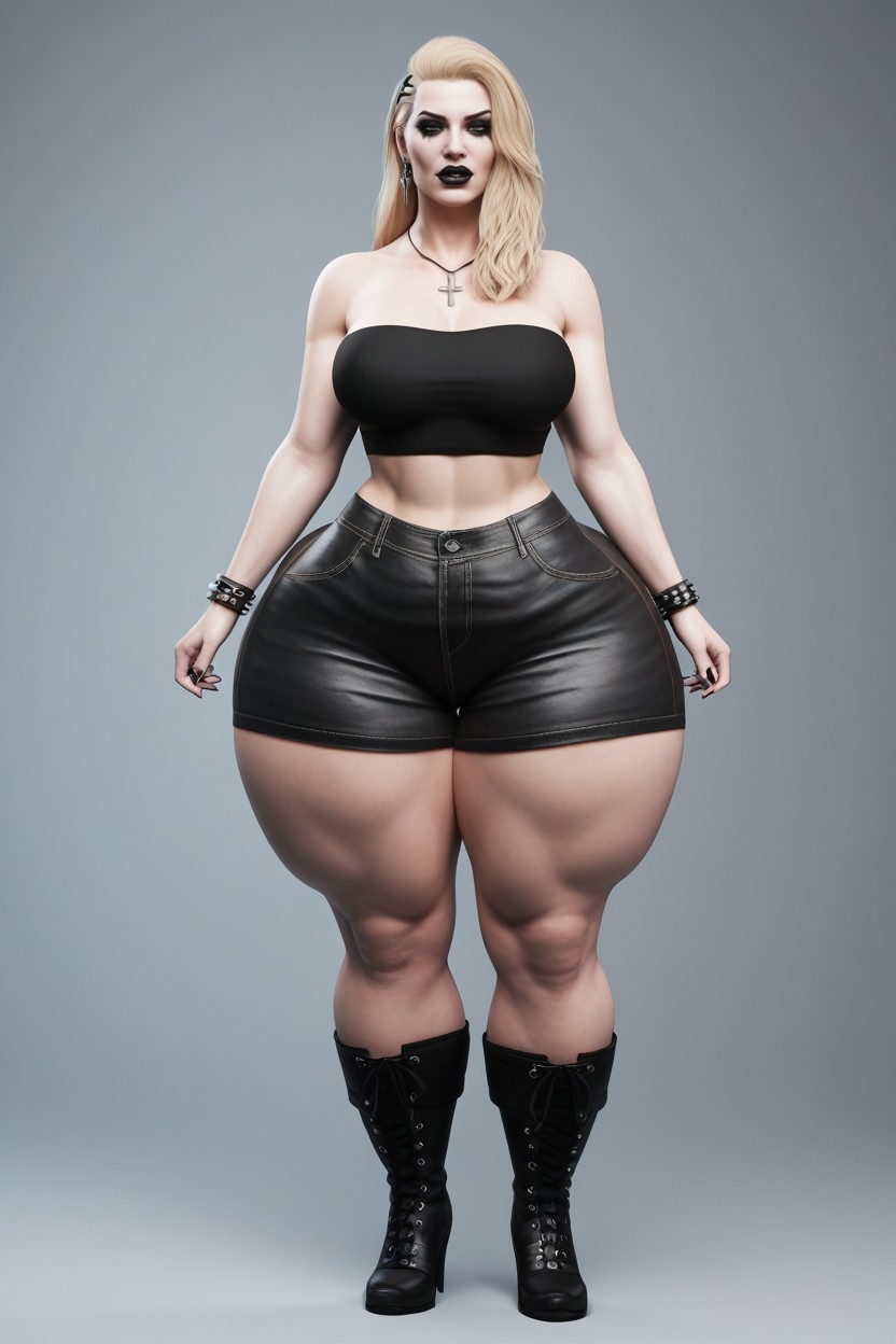 Huge Ass, Goth Makeup, Strapless Top AI Porn