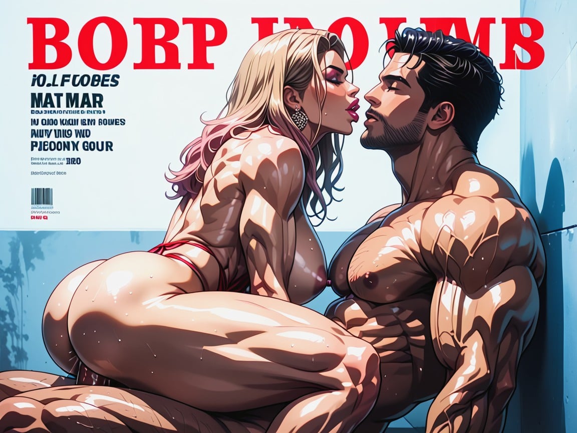 Well-developed Vessels Waist, Damp Hair, Super Strong Muscles AI Porn