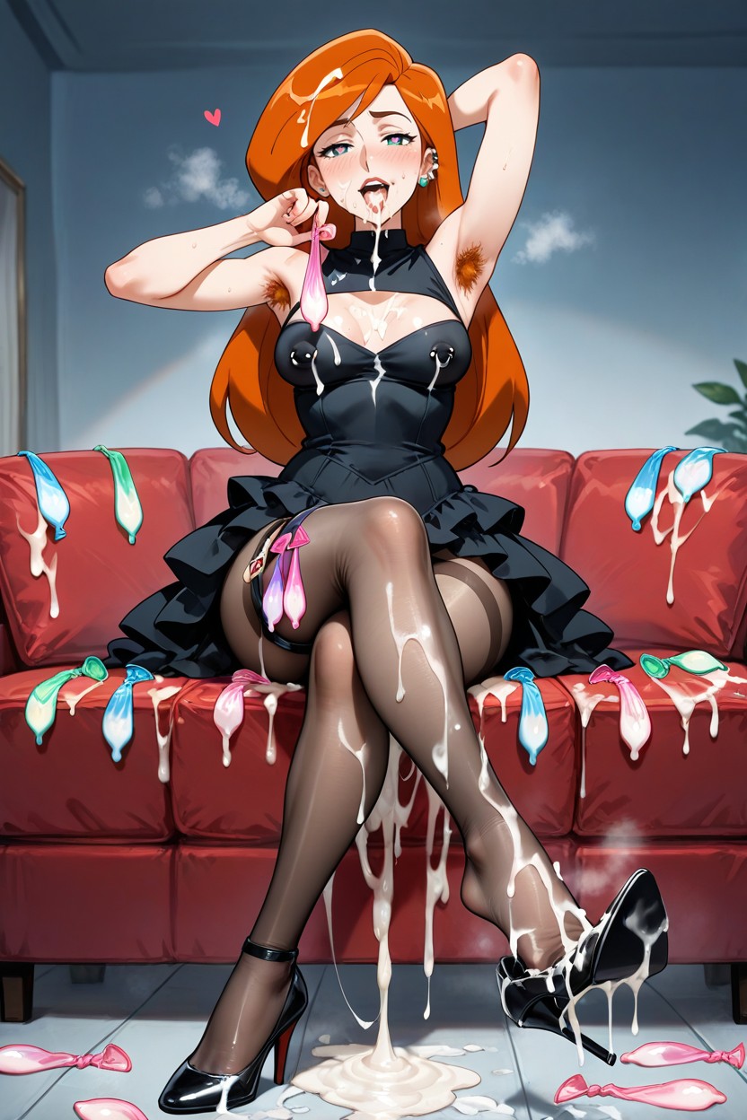 Heel Raised, Cum On Body, Cum In Mouth Hentai AI Porn