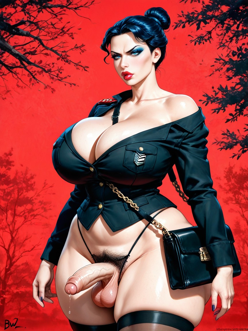 All-black Ss Uniform From, Neckless, Standing Hentai AI Porn