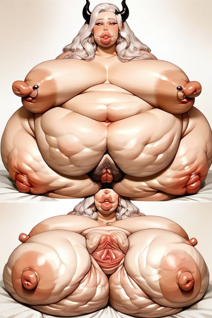 Super Fat Morbidly Obese, Morbidly Obese, Extremely Long Mouth Nipples AI Porn