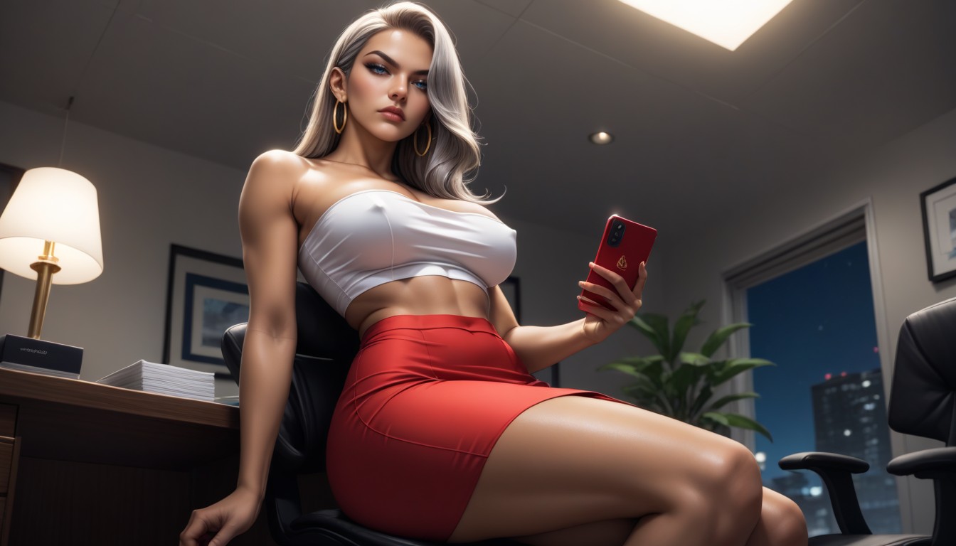Eyes Half Closed, Night, Erect Nipples AI Porn
