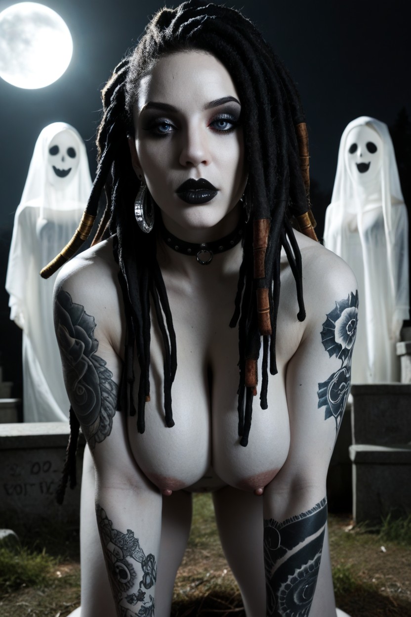 Bending Over, Long Dreadlocks, Goth AI Porn