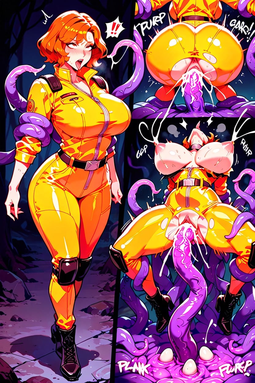 Arms Held By Tentacles, One Person, Big Pumped Legs AI Porn