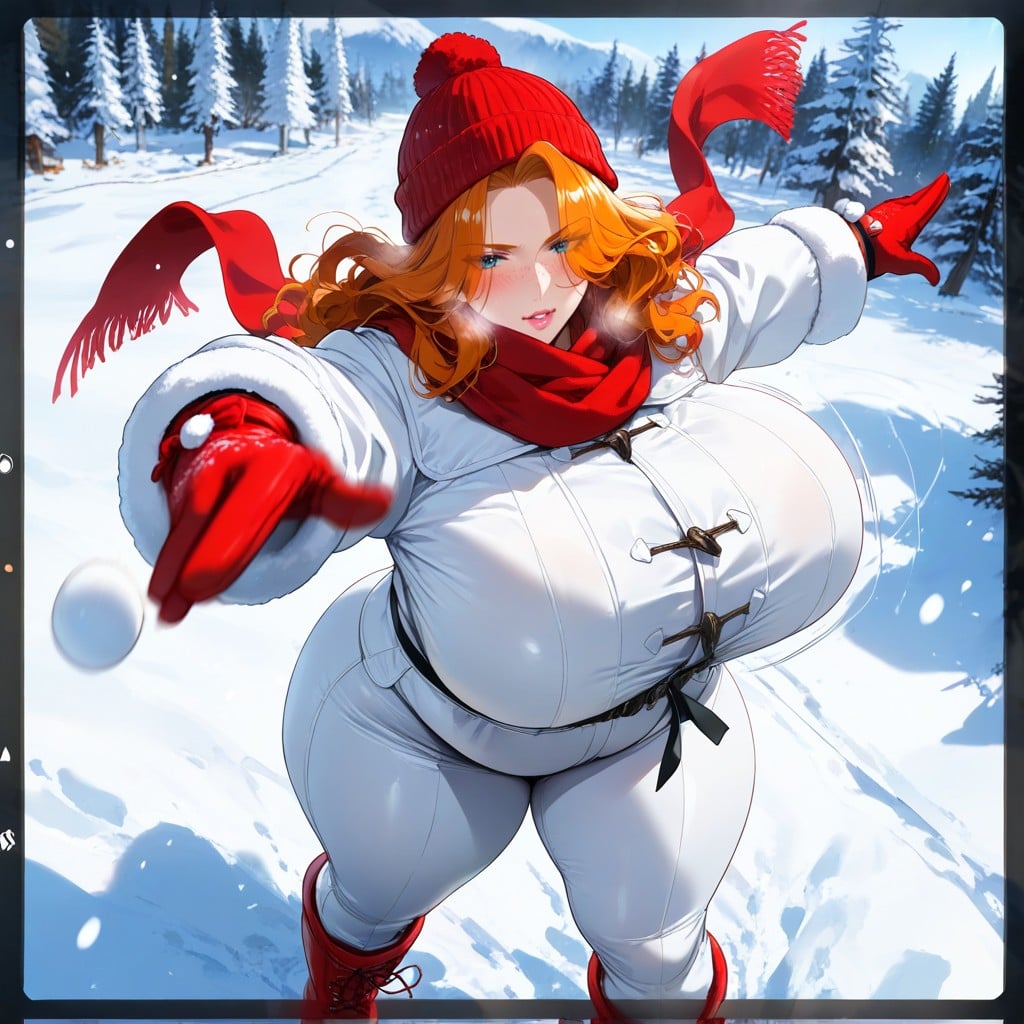 Heavy Snowfall, Slightly Parted Lips, Plump Arms Hentai AI Porn