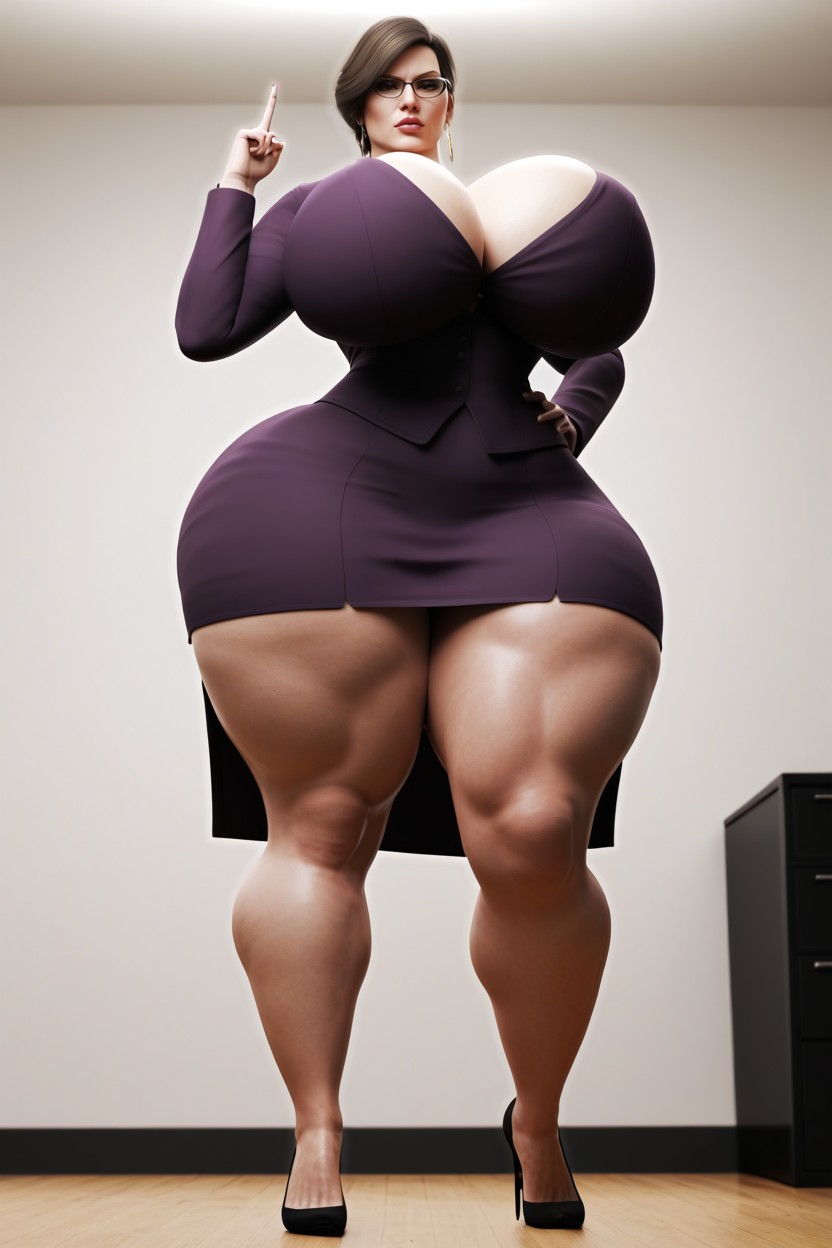 Buttoned Sack That Squeezes Her Breasts From Below, Thick Hips, Thick Ass AI Porn