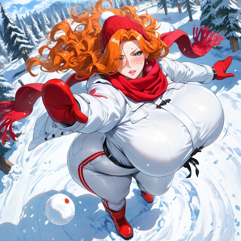 Scarf Flowing Backward In Motion Blur, Body In Powerful Throwing Pose, Wingtip Black Eyeliner Hentai AI Porn