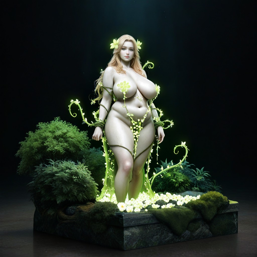A Beautiful Bbw Female With Long Platinum-blonde Hair, Perfect Textured Face And Body Anatomy, Highly Detailed Diorama AI Porn