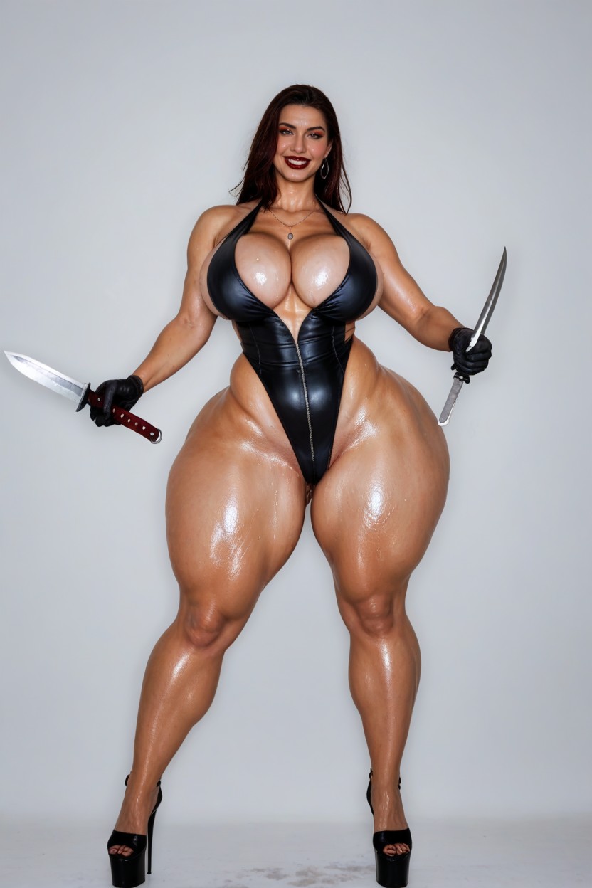 Legs Spread Apart, 25+, Massive Veiny Tits AI Porn
