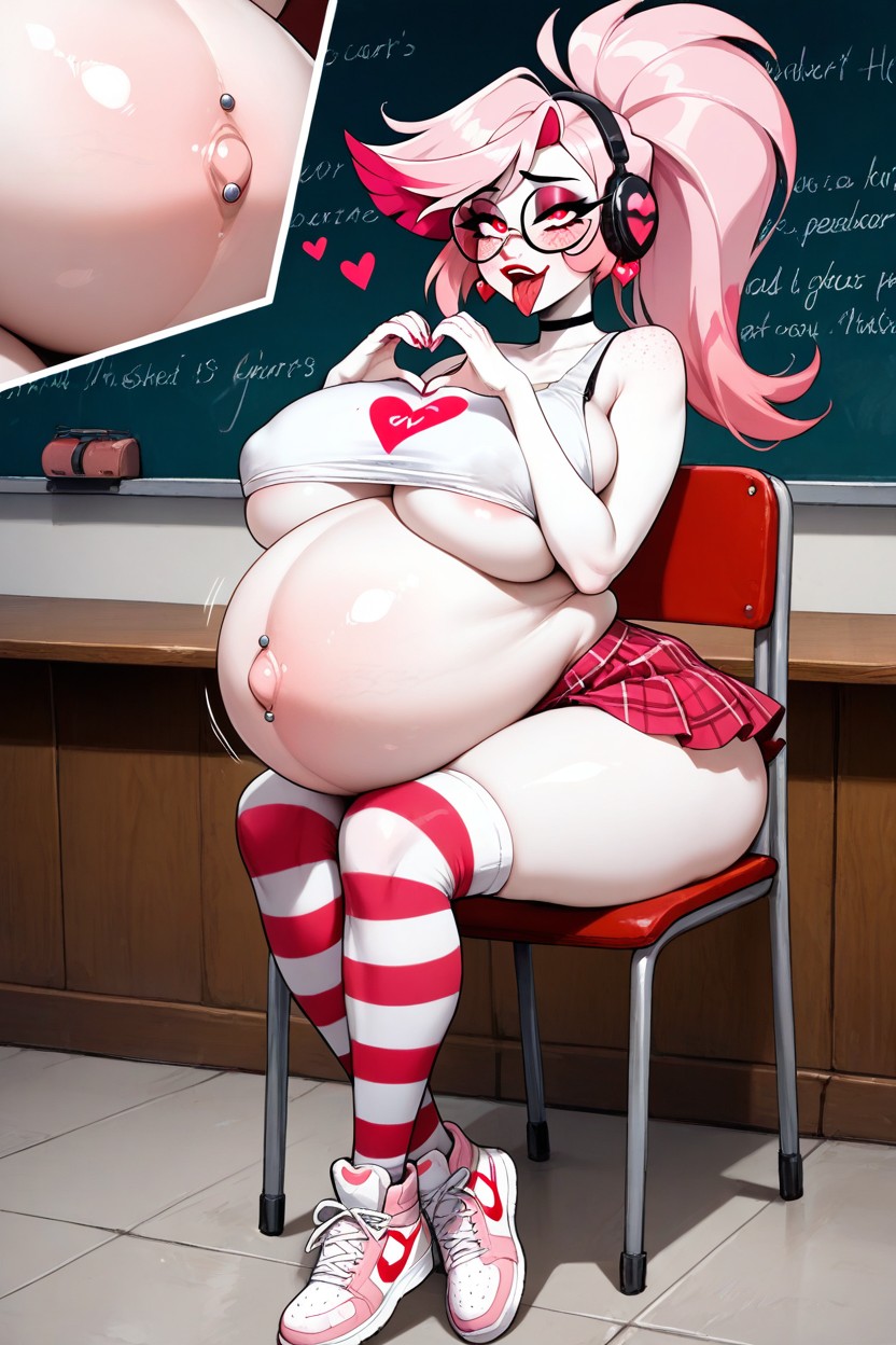 Tits Push Up, Puffed Cheeks, Red Lipstick Hentai IA