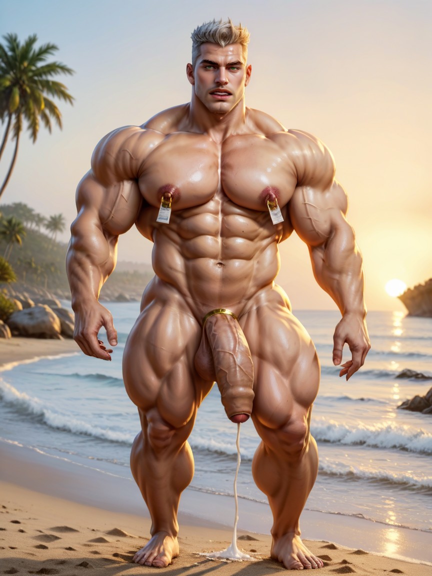 Tropical Plantation, Gigantic Growing Fat Turgid Thick Girth White Uncut Monster Cock, Hunk Porno IA Gay